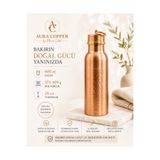 AURA COPPER Kalın Bakır Matara – 600 ml El İşçiliği Suluk - Su Saklama Şişesi Rose - (BAKIR BİLEKLİK HEDİYEDİR !!!)
