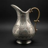 Aura Copper Ördek Model Döveme & Üzüm Desenli Bakır Sürahi 1mm Kalın Ayran Su Şerbet Limonata Sürahisi 2 Lt (Gümüş ve Bakır Renk Seçenekli) - Mat Gri - 2000 ml
