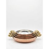 Aura Copper Premium El Dövmesi Kalın Bakır Sahan - Pirinç Saplı Otantik Yumurta ve Mıhlama Tavası 22 -20 - 18 - 16 cm - 22 Cm - Rose Gold