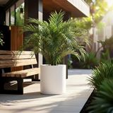 Aura Cylindro 40x30cm Fiber Silindir Saksı Mat Saksı Büyük Saksı Fiberglas Saksı Beyaz