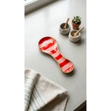 AURA DESIGN CRM Pembe Kırmızı Love El İşçiliği Kepçe Kaşıklık Altlığı ve Kirli Kaşık Nihalesi