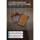 Aura Ev Mağazası 13 Parça Eflatun Kadife Torbalı Makyaj Fırça Seti BX40 Seyahat Çantası Hediyelik BX-313446