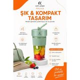 Aura Ev Mağazası Şarjlı Taşınabilir Meyve Sıkacağı Pipetli Hazneli Pratik Smoothie Blender Bardağı