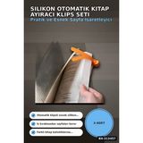 Aura Ev Mağazası Silikon Otomatik Kitap Ayıracı 3 Adet Klips Seti - Akıllı Yer Imi Okuma Aksesuarı BX-313457