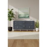 Aura Konsol - Antrasit - 5 Çekmeceli, 4 Kapaklı, Tek Raflı Konsol | 176X59X83 cm