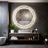 Aura Led'li Kumlamalı Lavabo & Banyo Aynası (Dokunmatik Sensörlü) gün işığı 70 x 70