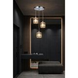 Aura Lighting Aura Lıghtıng 3'lü Krom Tabut Cam Taşlı Sarkıt Modern Salon/mutfak/oda Avizesi