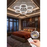 Aura Model Gümüş Kumandalı 6"lı Ledli 3 Renk Modu Kristal Salon Mutfak Yatak Çocuk Odası Avize