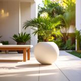 Aura Sphere Fiber Küre Saksı - Çap 50cm x Yükseklik 40cm Büyük Saksı (Beyaz)