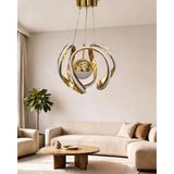 Auraa Aydınlatma Ahtapot 3 Lü Büyük Modern Ledli Avize Çizgili 3 Renk Power Ledli Gold Kaplama Yatak Odası Salon Mutfak - 1