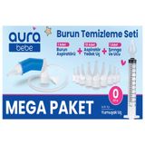 Aurabebe Mega Paket - Bebek Burun Aspiratörü + 10 Adet Yedek Uç + 1 Adet Burun Temizleme Şırıngası
