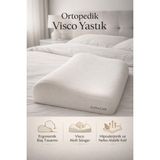 Auracar Ortopedik Visco Boyun Yastığı Boyun Düzleşmesine Destekli Lüks Yastık - 50 x 30 cm - Beyaz