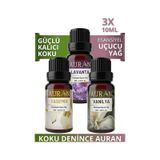 Auran 3x10 ml Lavanta + Yasemin + Vanilya Saf Esansiyel Uçucu Yağ Buhurdanlık Yağ