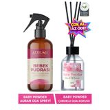 Auran Bebek Pudrası Çubuklu Oda Kokusu Ve Bebek Pudrası Oda Ve Çamaşır Spreyi Oda Kokusu 2'li Favori Set
