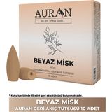Auran Beyaz Misk Kokulu Geri Akış Tütsüsü konik Tütsü White Musk Backflow Incense Cones 10 Adet - Kahve - 1 Adet