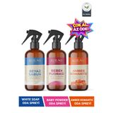 Auran Beyaz Sabun, Bebek Pudrası ve Amber Romantik Oda Ve Çamaşır Spreyi Oda Kokusu 3'lü Set 250ml