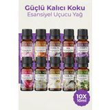 Auran Çiçekler 10'lu Set Saf Esansiyel Uçucu Yağ Buhurdanlık Yağı Difüzör Esansı Aromaterap Ortam 10x 10ml