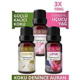 AURAN Yasemin, Lotus, Japon Kirazı Saf Esansiyel Uçucu Yağ Buhurdanlık Yağ Difüzör Esans Aromatera 3x10 ml