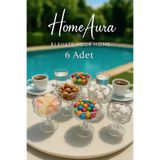 AuraStile 6 Lı Cam Ayaklı Manolya Papatya Kahve Yanı Lokumluk Kahvaltılık Sunumluk Reçellik Kase 50ml HomeAura