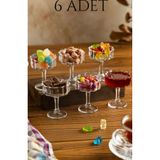 AuraStile 6 Parça Ayaklı Cam Reçellik Manolya Kahve Yanı Lokumluk Şekerlik 6x8 Lüks Cam Şekerlik/ Sunumluk