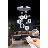 Aurea Model 6'lı Gümüş Kumandalı 3 Renk Modu Ledli Kristal Taşlı Modern Salon Mutfak Oturma Odası LED Avize