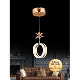 Aurea Model Gold 3 Renk Modu Ledli Kristal Taşlı Modern Salon Mutfak Oturma Çocuk Odası LED Avize - Altın
