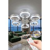 Aurea Model Gümüş Kumandalı 6"lı Ledli 3 Renk Modu Kristal Salon Mutfak Yatak Çocuk Odası Avize