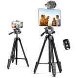 Aureday Kamera Tripod, 162 cm Cep Telefonu Tripodu Seyahat Çantası Tripod Akıllı Telefon Kablosuz Uzaktan Kumanda ve Cep Telefonu Tutuculu DSLR Kameralar, Cep Telefonları, Projektörler, Dürbün için