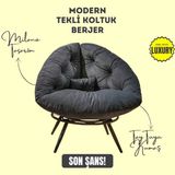 Aurelia Berjer | Riviera Collection | Modern & Zarif Tekli Koltuk Berjer | Rahat Dinlenme Koltuğu - Füme