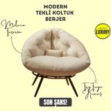 Aurelia Berjer | Riviera Collection | Modern & Zarif Tekli Koltuk Berjer | Rahat Dinlenme Koltuğu - Krem