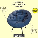 Aurelia Berjer | Riviera Collection | Modern & Zarif Tekli Koltuk Berjer | Rahat Dinlenme Koltuğu - Lacivert