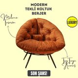 Aurelia Berjer | Riviera Collection | Modern & Zarif Tekli Koltuk Berjer | Rahat Dinlenme Koltuğu - Turuncu