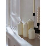 Aurelia Candle 4'lü Çizgili Silindir Mum Seti - Yasemin - Beyaz