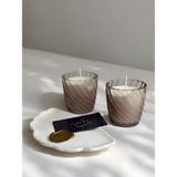 Aurelia Candle - Tekli Gül Pembe Spiral Desenli Cam Bardaklı Kokulu Mum - Vanilya - Gül Bahçesi