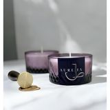 Aurelia Candle -Tekli Mor Kristal Desenli Cam Kase Kokulu Mum - Bal