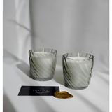 Aurelia Candle - Tekli Su Yeşili Spiral Desenli Cam Bardaklı Kokulu Mum - Vanilya - Açık Yeşil