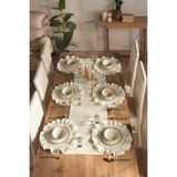 Aurelia Runner ve Fırfırlı Supla Takımı-Masa Örtüsü Takımı 7 Parça 150X40 - 40 x 150 cm - Turuncu - Krem