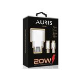 Auris 20 Watt USB C Şarj Başlığı + USB C to Lightning Kablolu Şarj Cihazı Seti İphone 10 11 12 13 Uyumlu