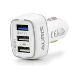 Auris 5.4A 3 Usb Girişli Oto Çakmaklık Araç Hızlı Şarj Cihazı Beyaz