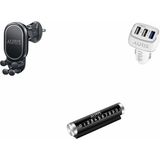 Aurıs Araç Içi 3’lü Set – Telefon Tutucu + Çift USB Araç Şarj Cihazı + Park Numaratör - Siyah