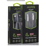 Auris ARS-CB180 45W USB-C to Type-C Metal Hasır Kablo, Fiber Braided