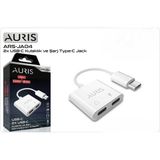 Auris ARS-JA04 2x Usb-C To Type-C Uyumlu Kulaklık ve Şarj Dönüştürücü - Beyaz