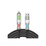 Auris Cb270 240W 4İn1 Usb Type-C Lightning 1.2M Rgb Hızlı Şarj Kablosu - Siyah