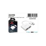 Auris JA04 Type-C Çift Girişli Dönüştürücü, Type-C Kulaklık ve Şarj Desteği, Beyaz