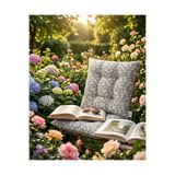Auriva HOME 2’Lİ Pofidik Papatya Desenli (Gri) Sandalye Minderi 40X40 Bağcıklı