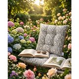 Auriva Home Mavi Papatya Desenli 40 x 40 Pamuk Sandalye Minderi 2’li Bağcıklı Konfor