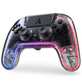 AUROCE Wireless Controller for PS4/PS3/PC, LED PS4 Controller Dualshock 4 Transparent with RGB Neon, ALPS Analog Stick, Hall Trigger, Audio Jack/Speaker, Macro/Turbo-Cyber Gray