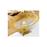 Aurora Oval Gold Ayaklı Cam Servis Tabağı Sunumluk | 25 × 35 cm Ayaklı Tabak