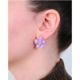 Aurrari Altın Kaplama Mor Sakura Çiçeği Küpe - Standart - Renkli