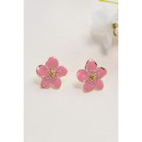 Aurrari Altın Kaplama Pembe Sakura Çiçeği Küpe - Standart - Renkli